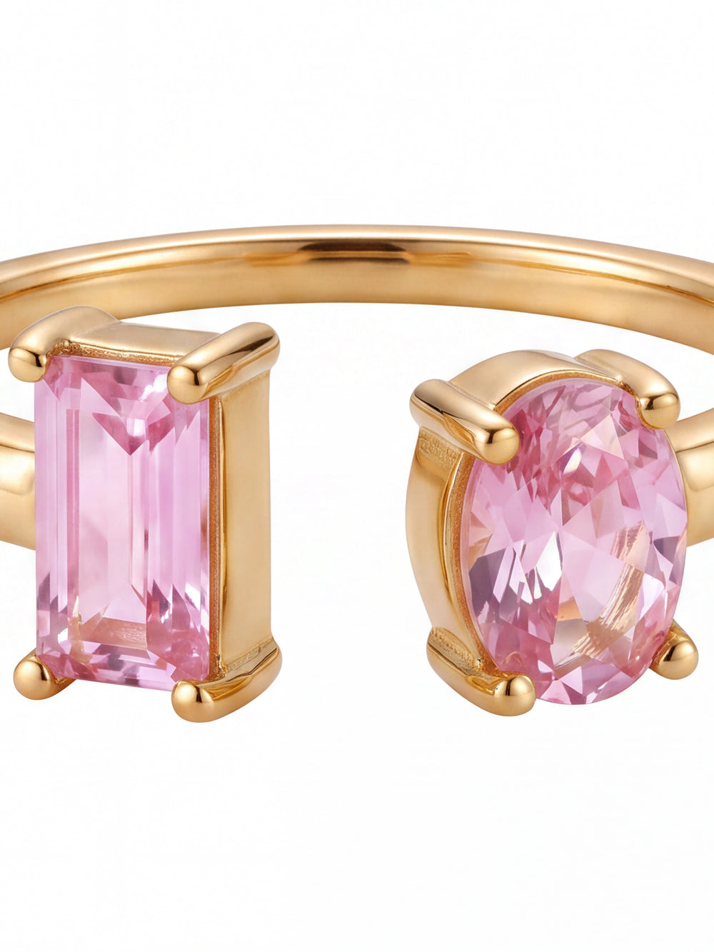 Anillo Semi Ajustable Zirconia Ovalada Y Baguette