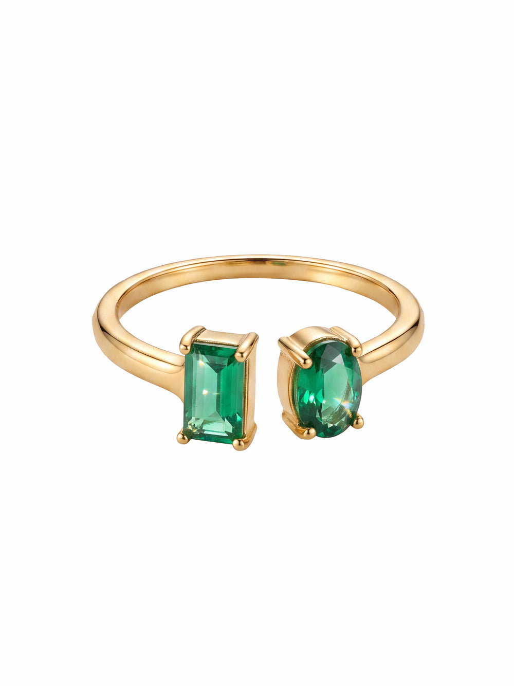 Anillo Semi Ajustable Zirconia Ovalada Y Baguette