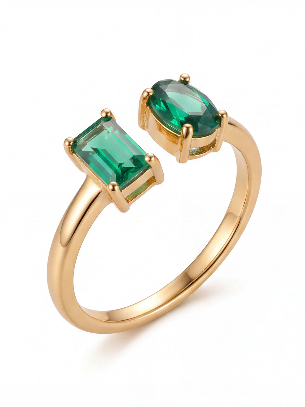 Anillo Semi Ajustable Zirconia Ovalada Y Baguette