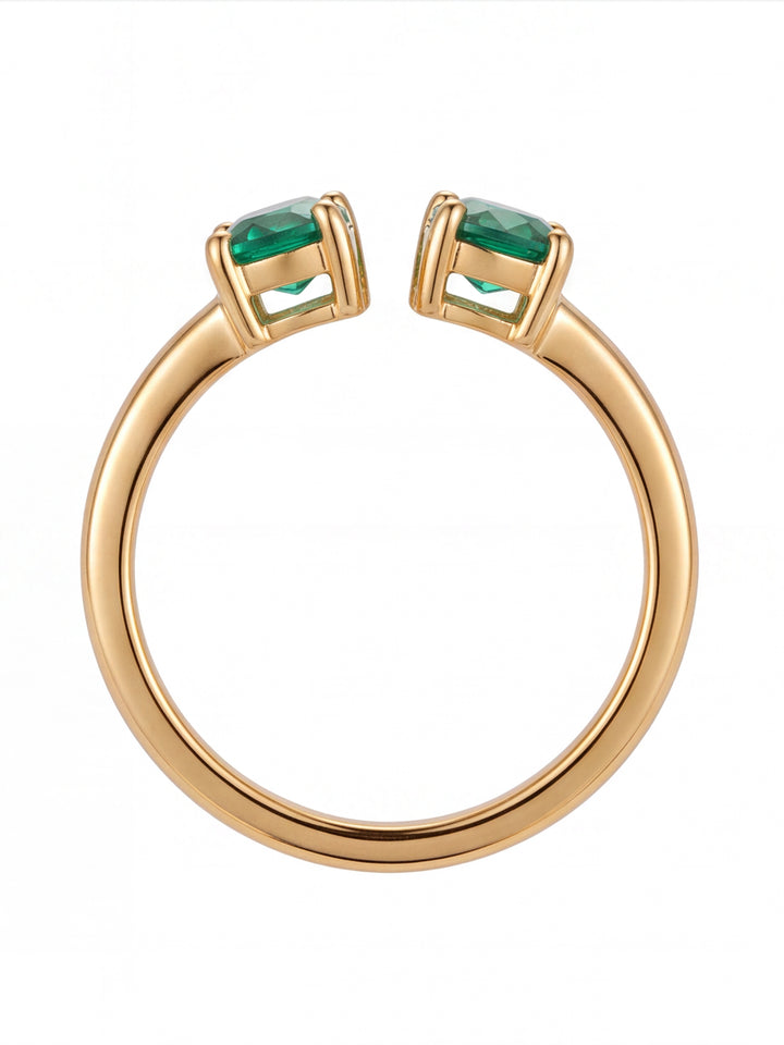 Anillo Semi Ajustable Zirconia Ovalada Y Baguette