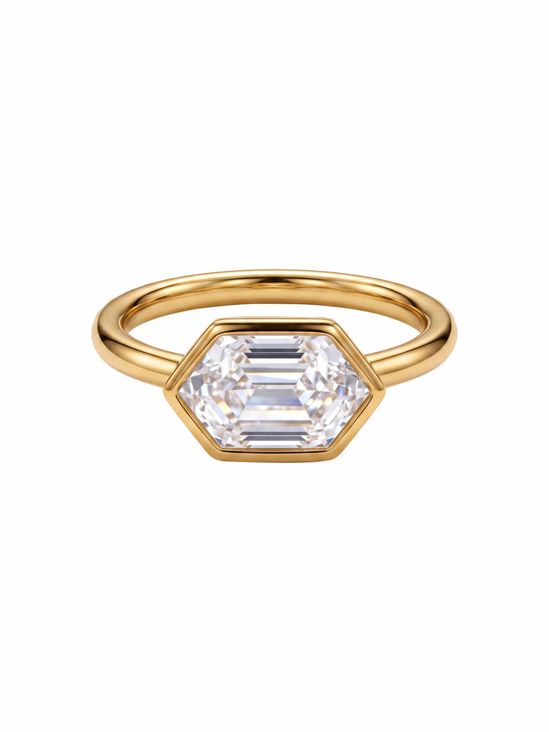 Anillo Con Zirconia Seis Lados