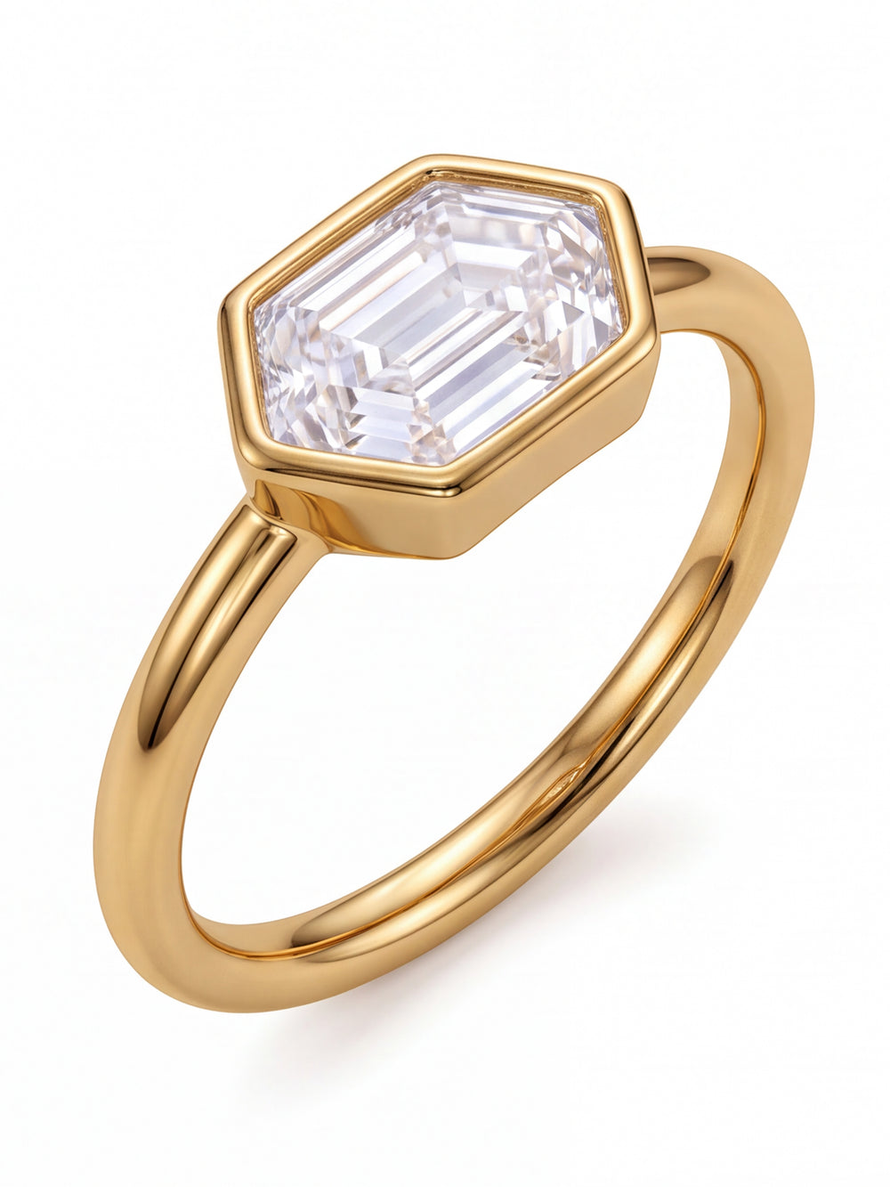 Anillo Con Zirconia Seis Lados