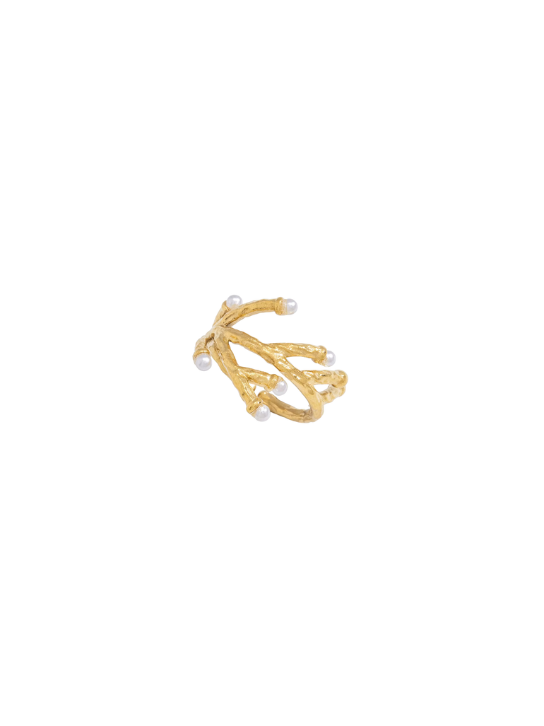 Anillo Coral Con Perla