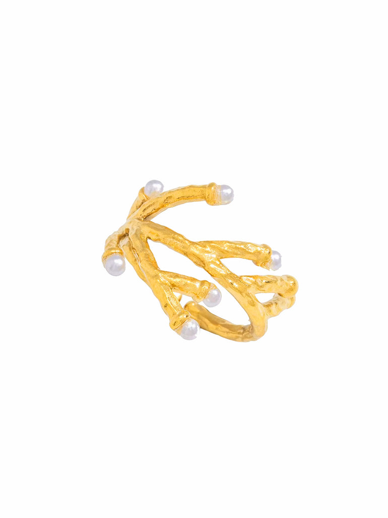 Anillo Coral Con Perla
