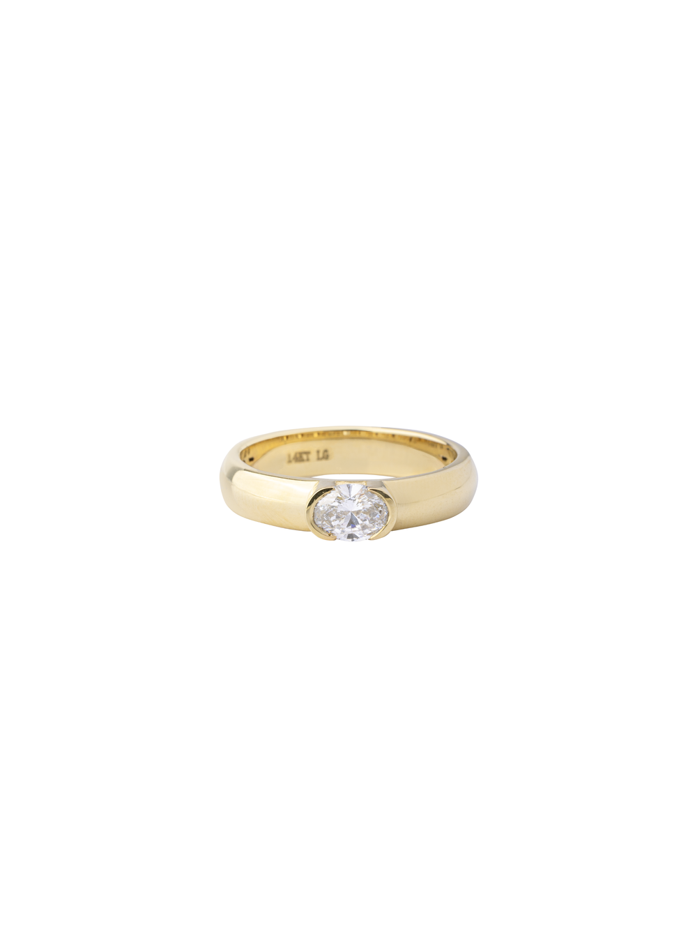 Anillo Oval Grueso con Diamante Lab Grown 0.50 Ct Oro 14k