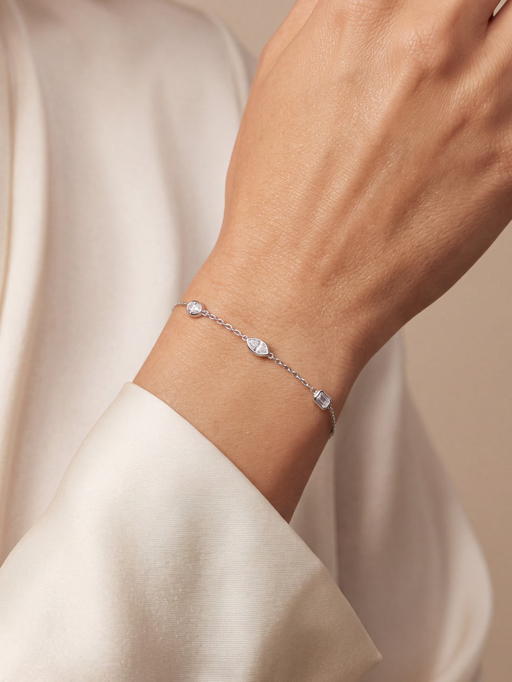Pulsera Diamantes Lab Grown En Bisel Cortes Mixtos 1 Ct