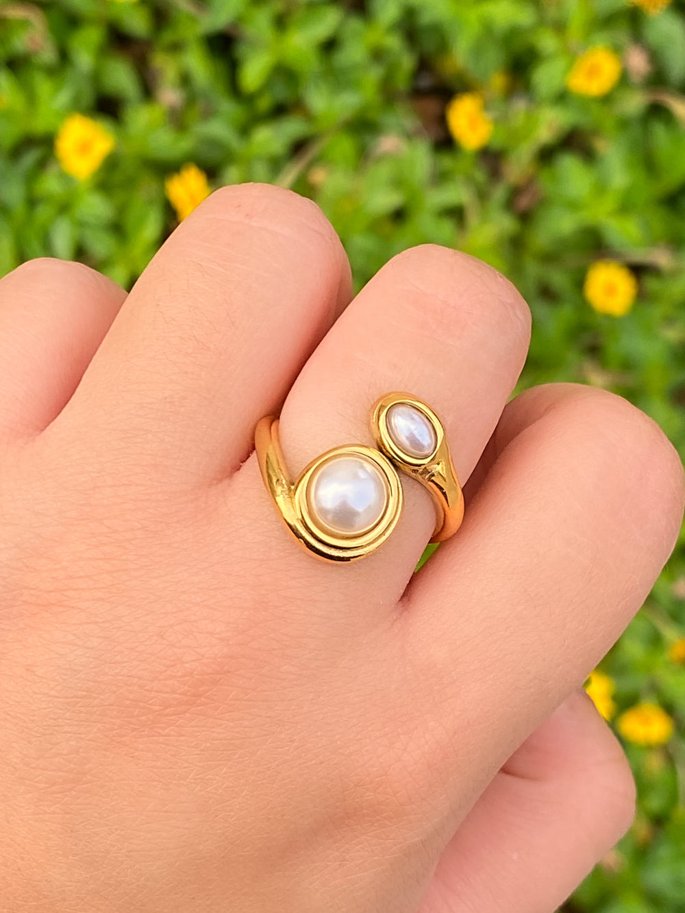 Anillo Cruzado Con Perla