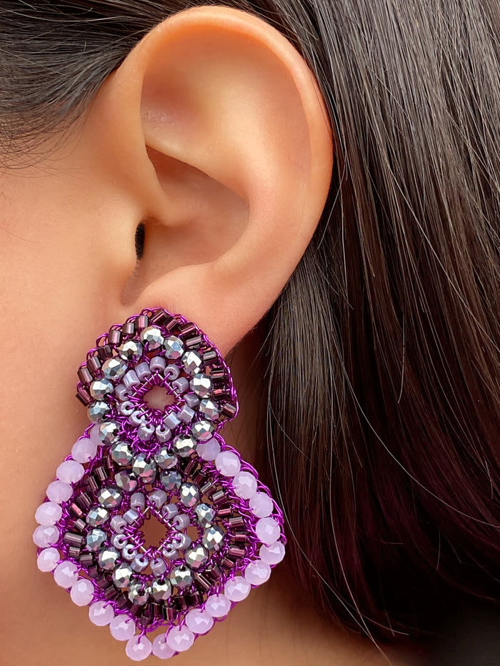 Par Arete Dos Rombos Morado