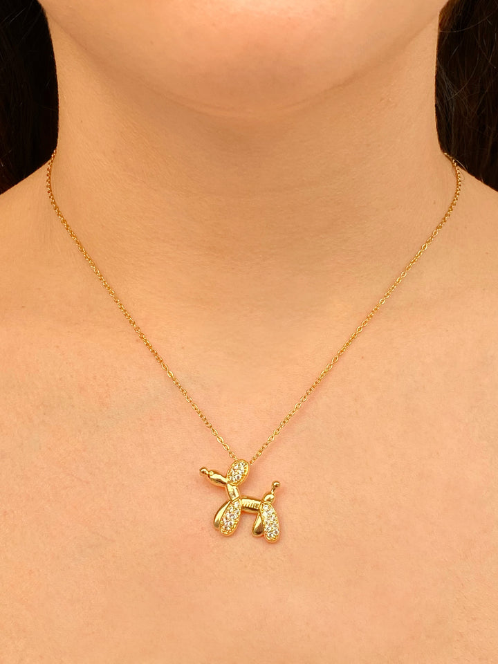 Collar Con Perrito Globo Zirconias