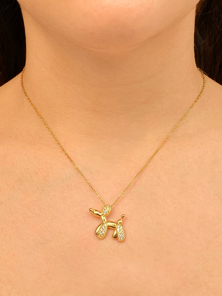 Collar Con Perrito Globo Zirconias