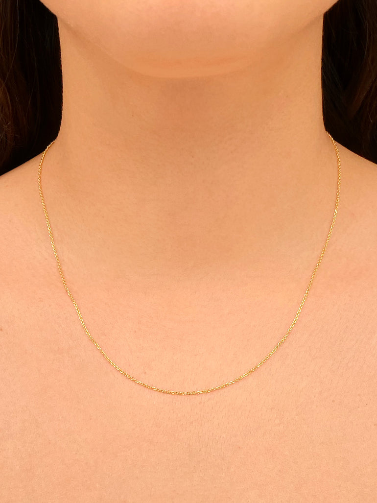 Collar Delgado Brillante 1 mm Oro 14k