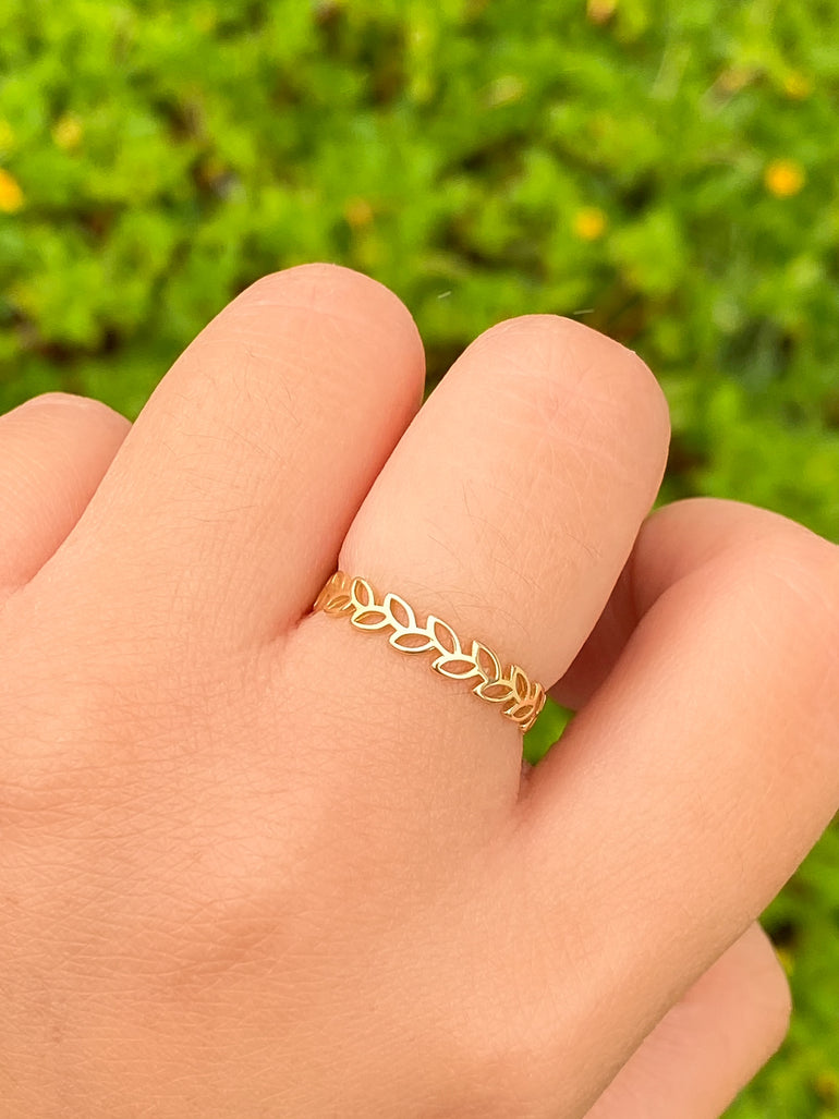 Anillo Hojas Oro 14k