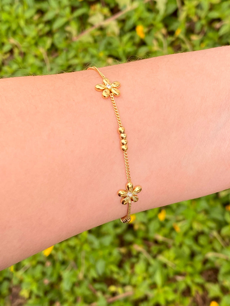 Pulsera Flores y Bolitas