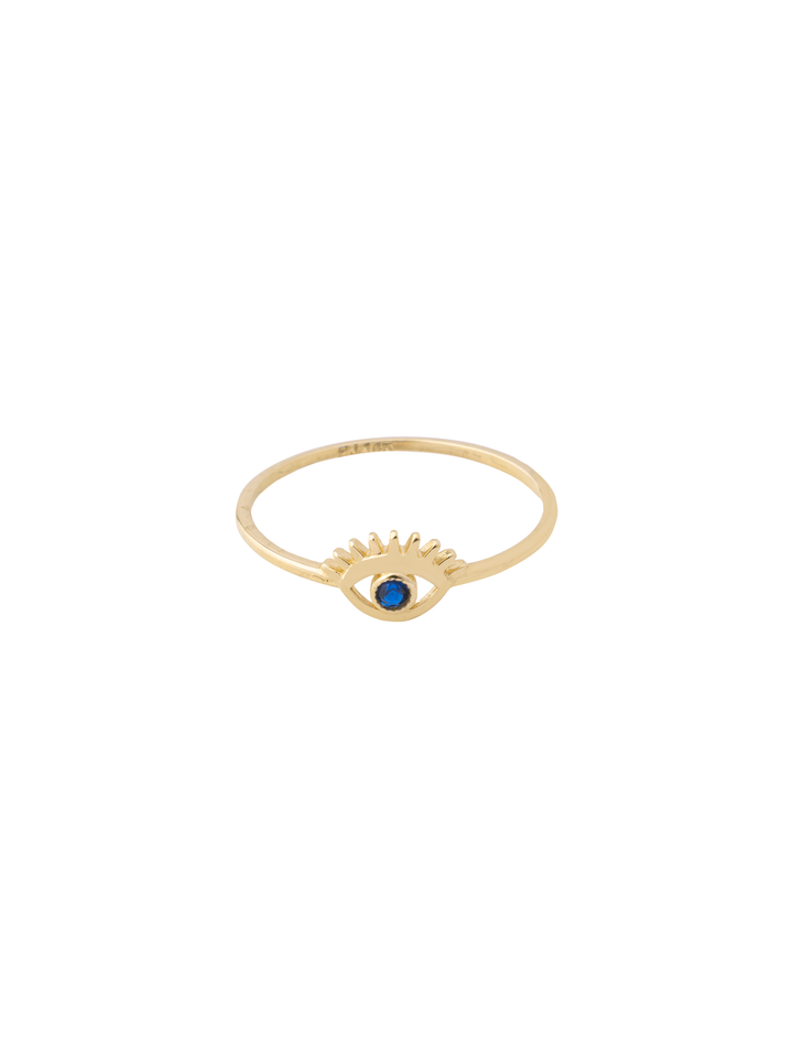Anillo Grueso Ojo Azul Oro 14k