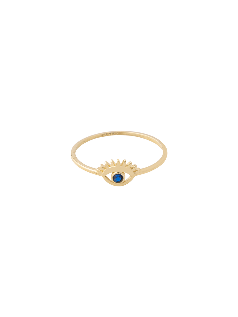 Anillo Grueso Ojo Azul Oro 14k