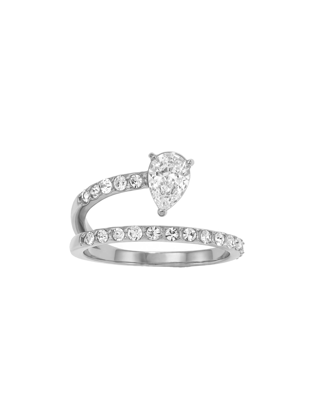 Anillo Doble Linea Cruzado Con Zirconia Gota