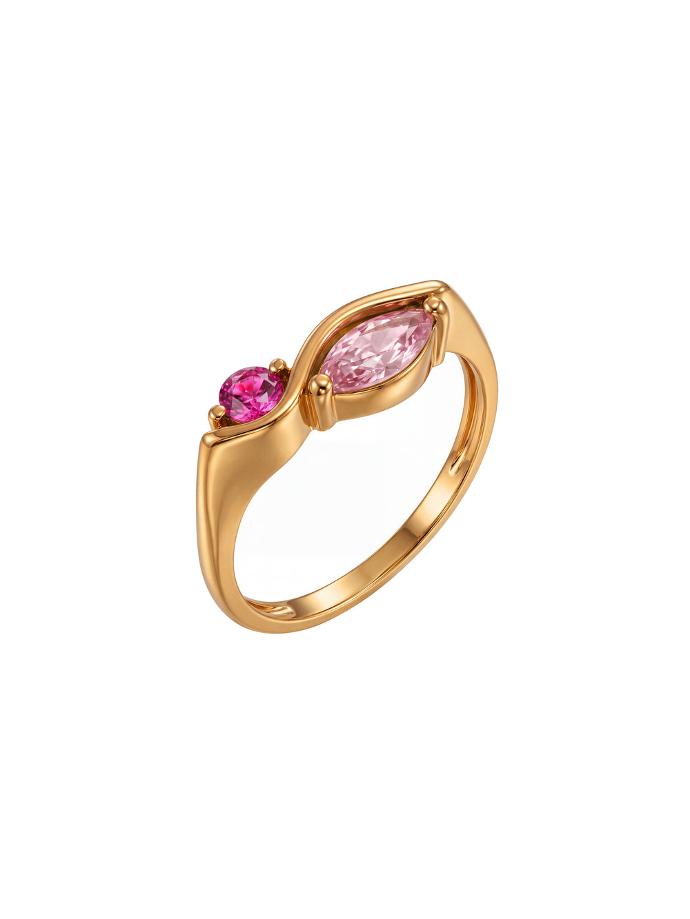 Anillo Ondulado Zirconia Marquesa Y Redonda