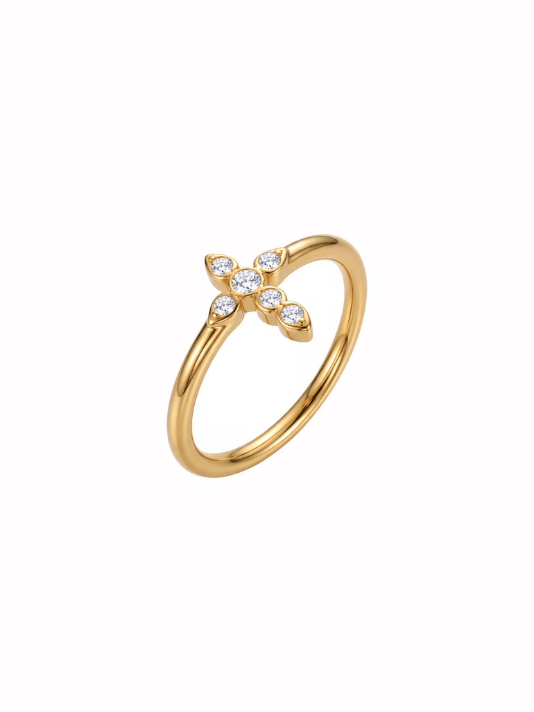 Anillo Con Cruz Central Zirconias