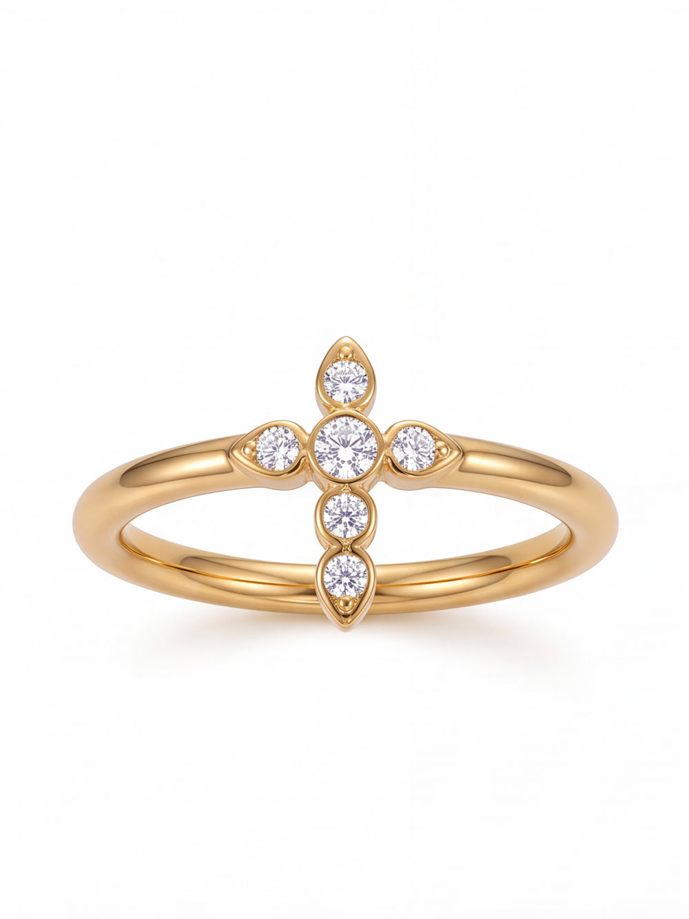 Anillo Con Cruz Central Zirconias