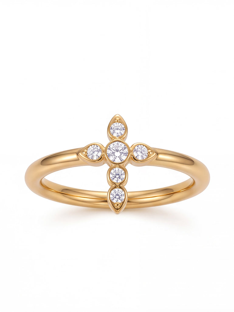 Anillo Con Cruz Central Zirconias