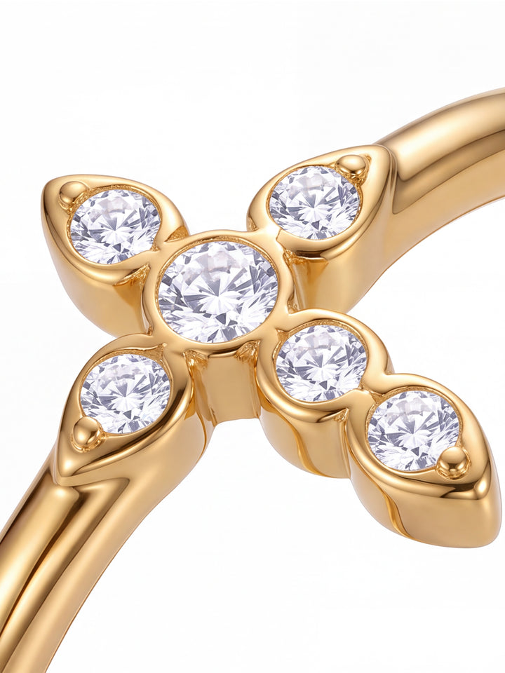 Anillo Con Cruz Central Zirconias