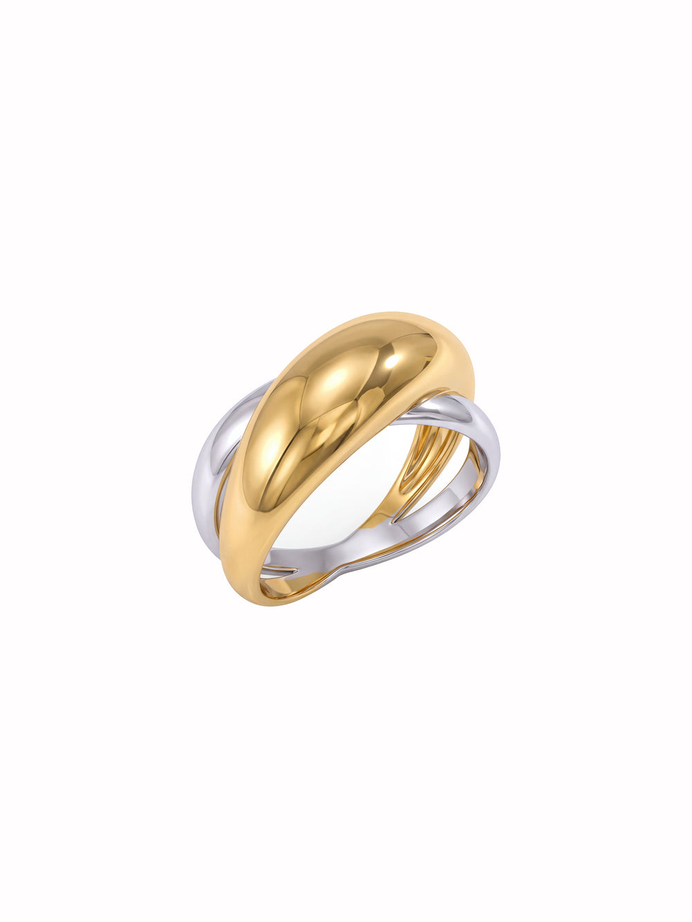 Anillo Combinado Cruzado Doble Linea