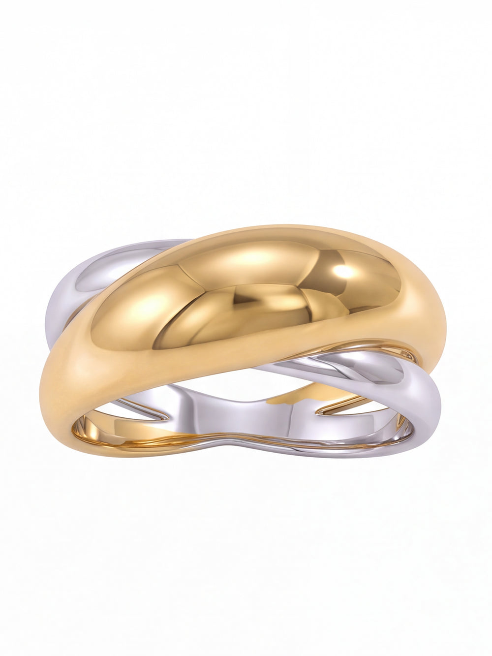 Anillo Combinado Cruzado Doble Linea