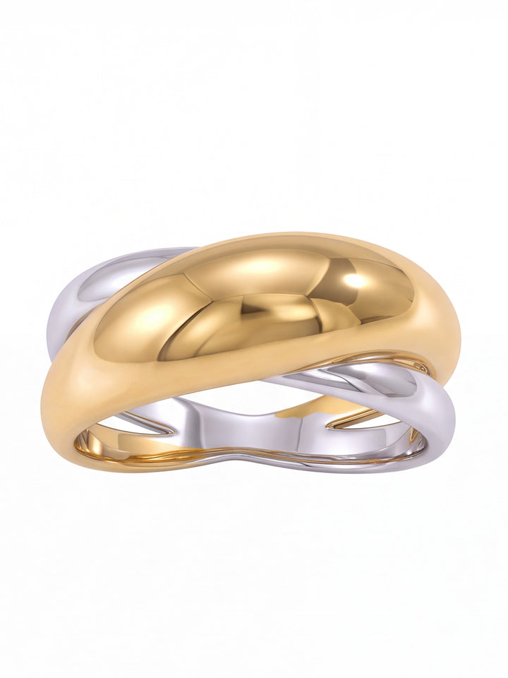 Anillo Combinado Cruzado Doble Linea