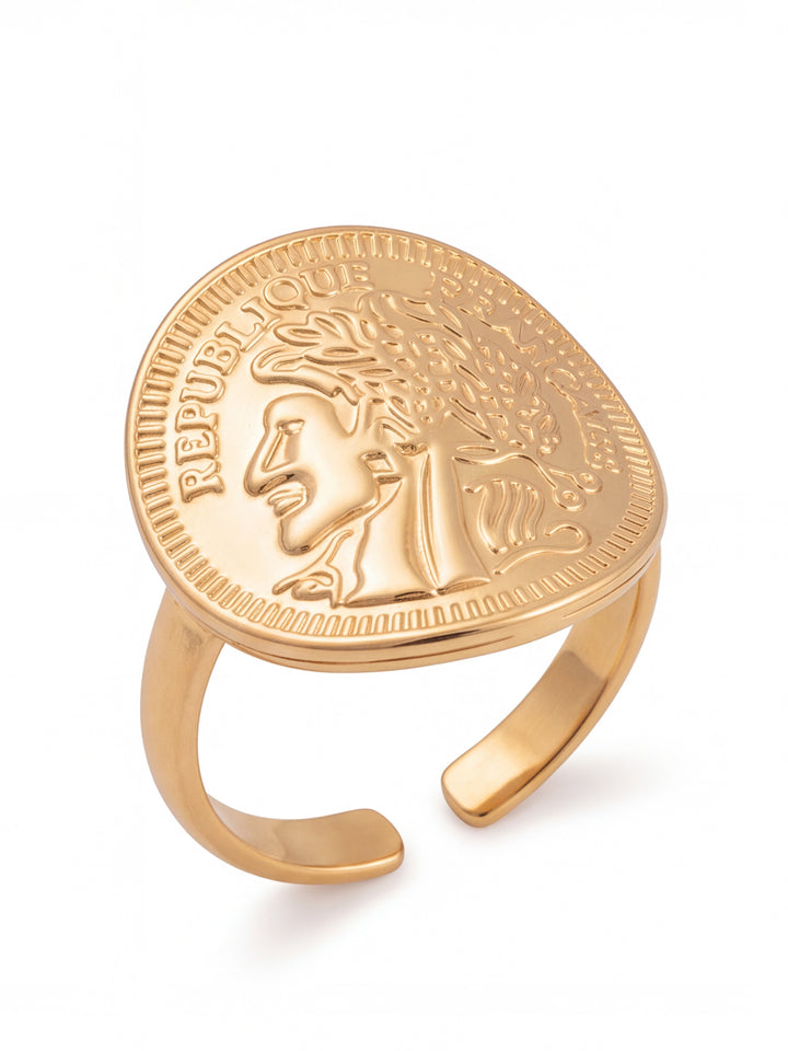Anillo Sello Moneda Semi Ajustable