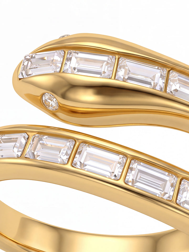 Anillo Abierto Con Zirconias Baguettes