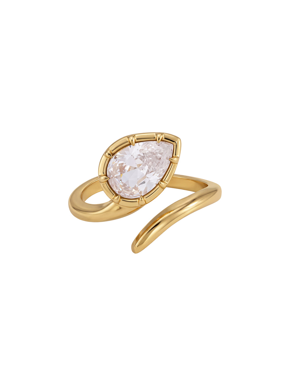 Anillo Abierto Con Zirconia Gota