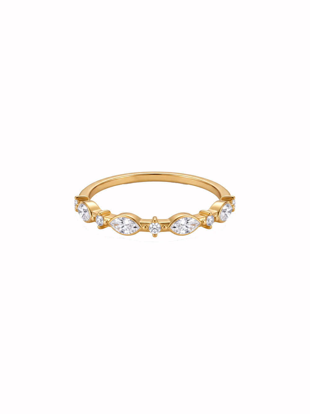 Anillo Delgado Con Zirconias Marquesas