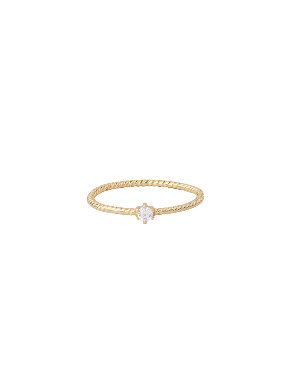 Anillo Delgado Trenzado Con Zirconia