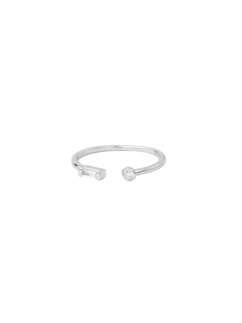 Anillo Abierto Zirconia y Baguette