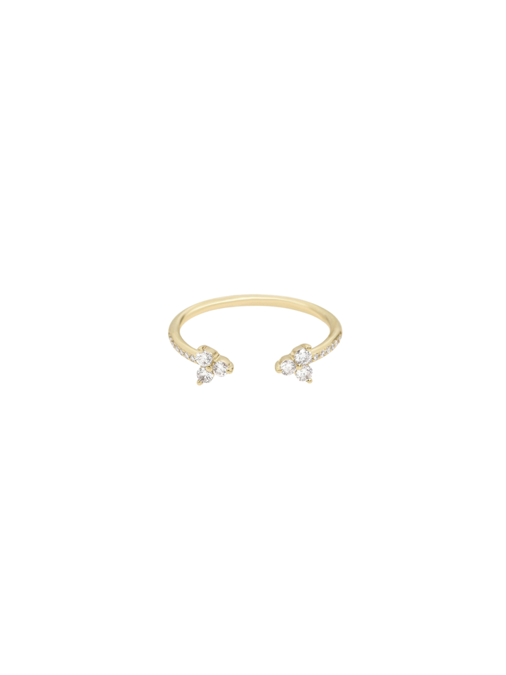 Anillo Abierto Con Trebol Tres Zirconias