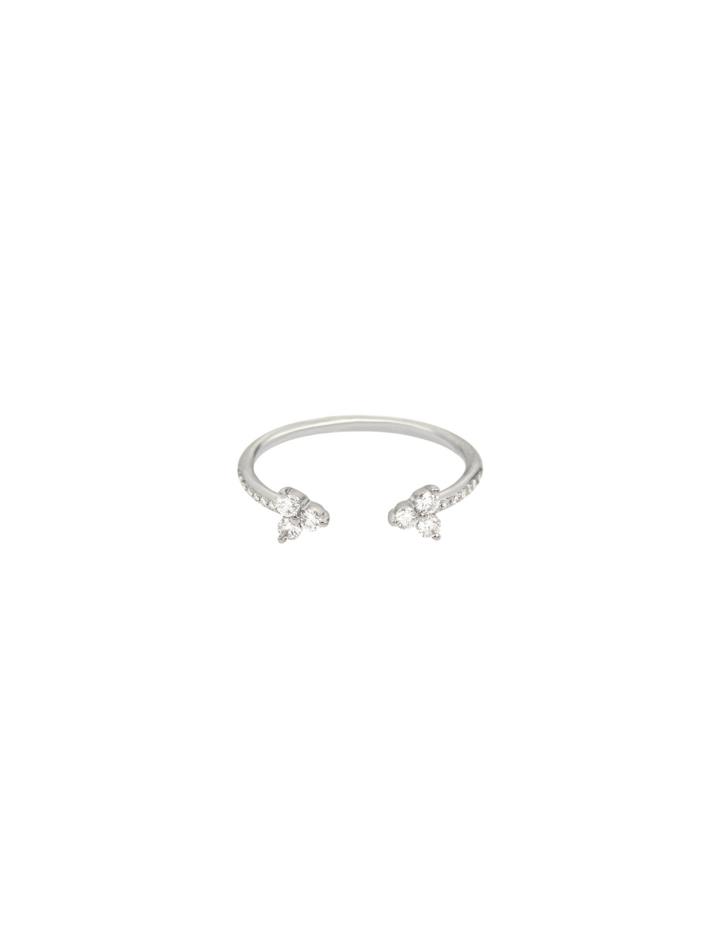 Anillo Abierto Con Trebol Tres Zirconias
