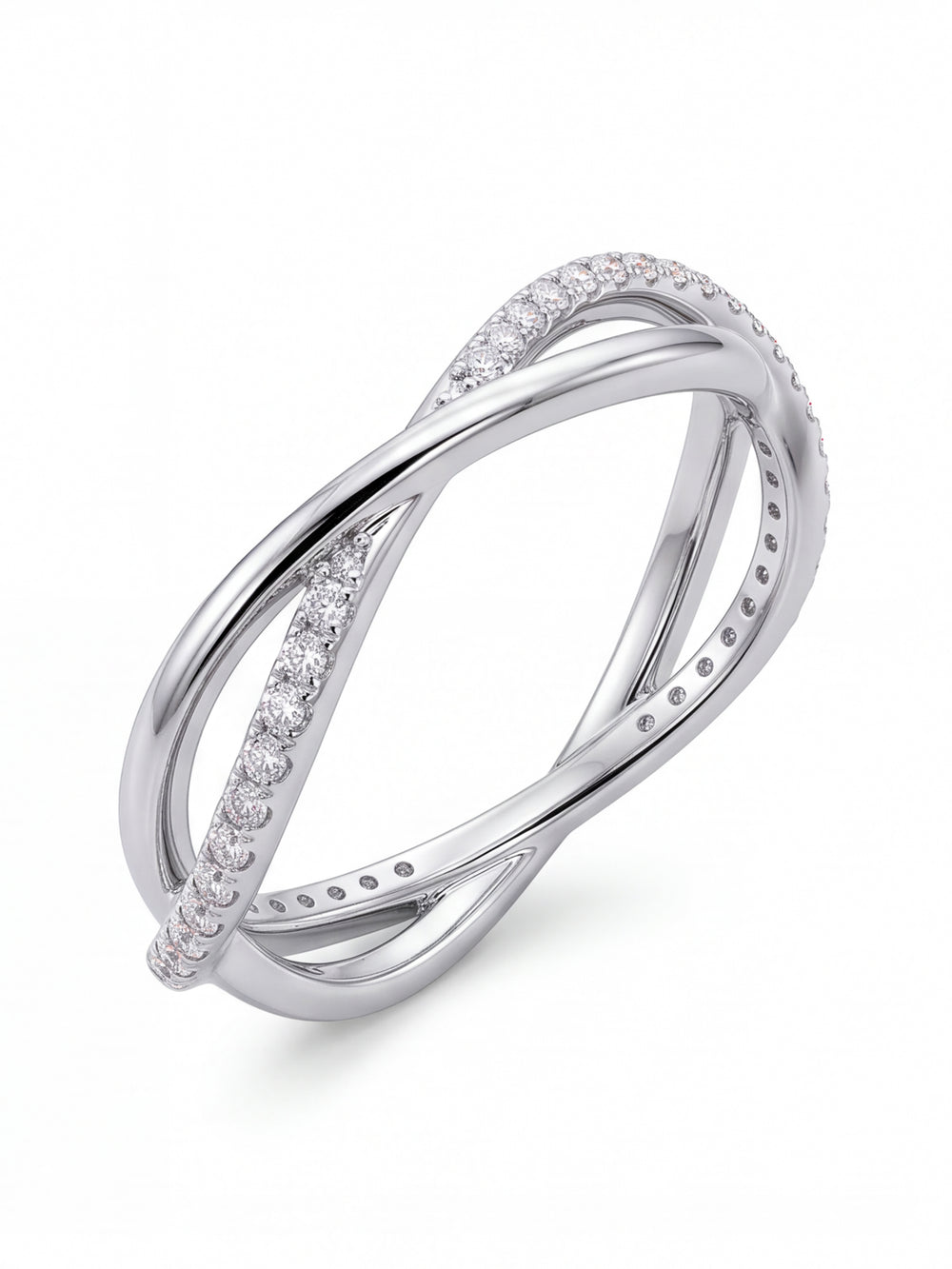 Anillo Entrelazado Liso Y Con Zirconias