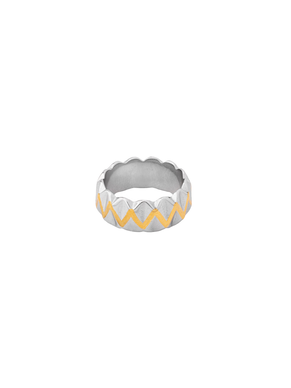 Anillo Triangulos Con ZigZag Combinado