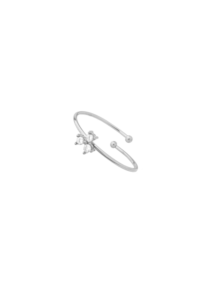 Anillo Trebol Tres Zirconias Ajustable