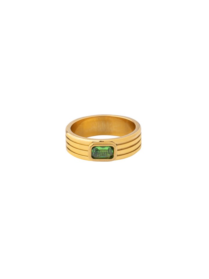 Anillo Grueso Con Zirconia Rectangular