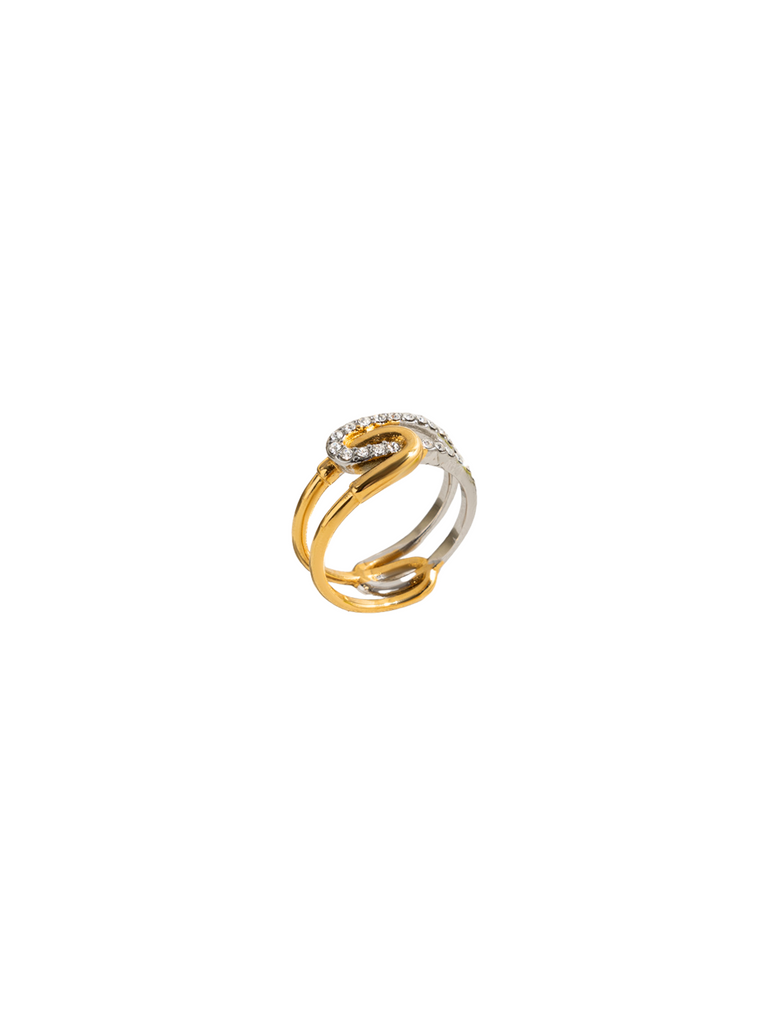 Anillo Doble Curvas Enlazada Con Zirconias