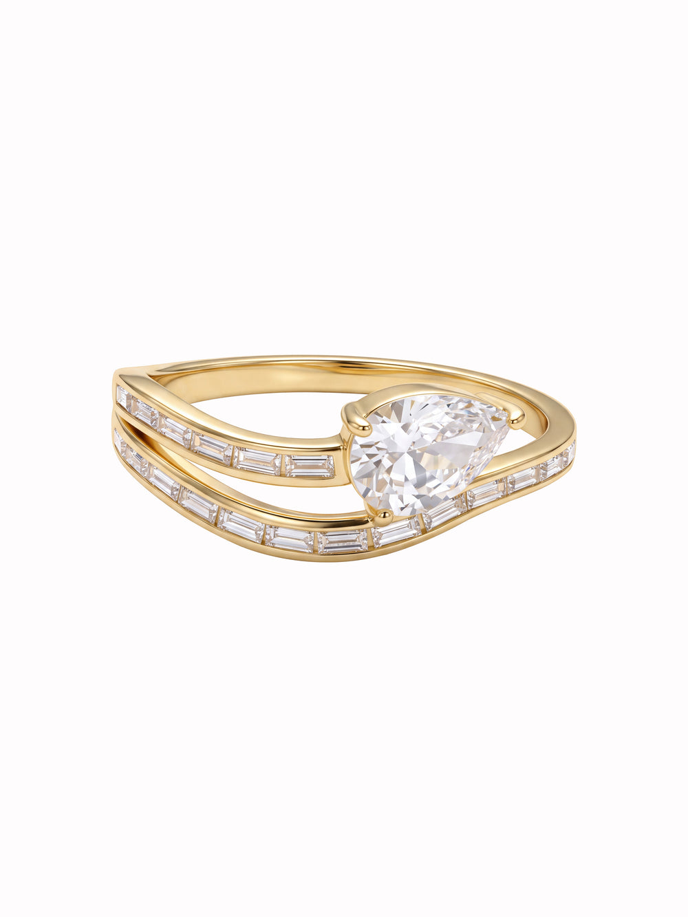 Anillo Doble Con Zirconias Baguettes Y Pera