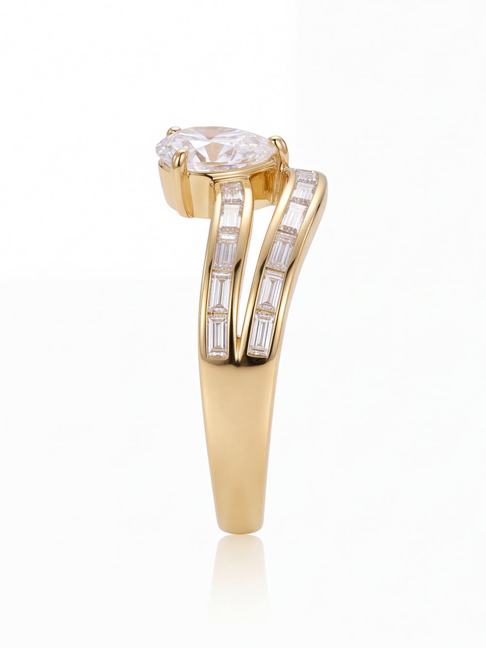 Anillo Doble Con Zirconias Baguettes Y Pera