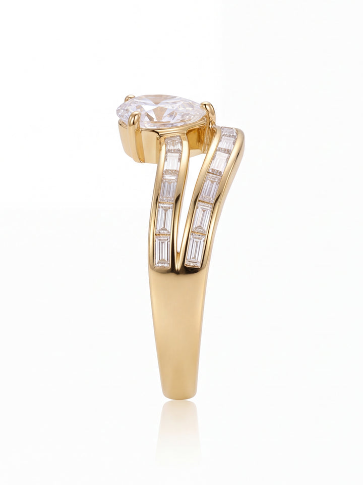 Anillo Doble Con Zirconias Baguettes Y Pera