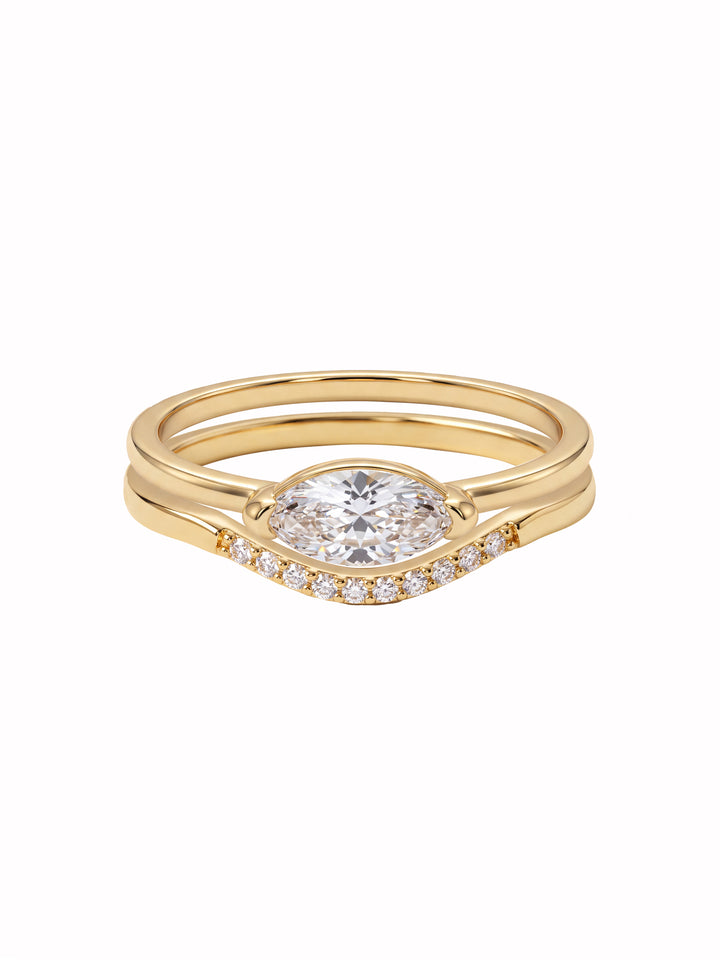 Set Anillos Con Zirconia Marquesa Y Forma V