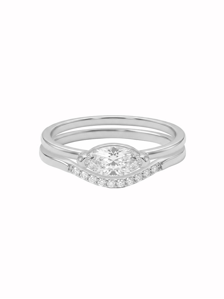 Set Anillos Con Zirconia Marquesa Y Forma V
