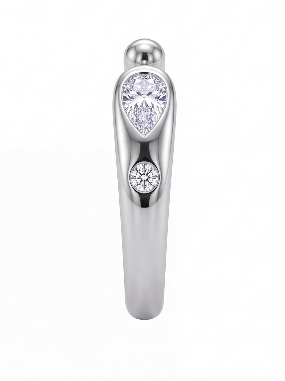 Anillo Plateado Abierto Con Zirconia Gota