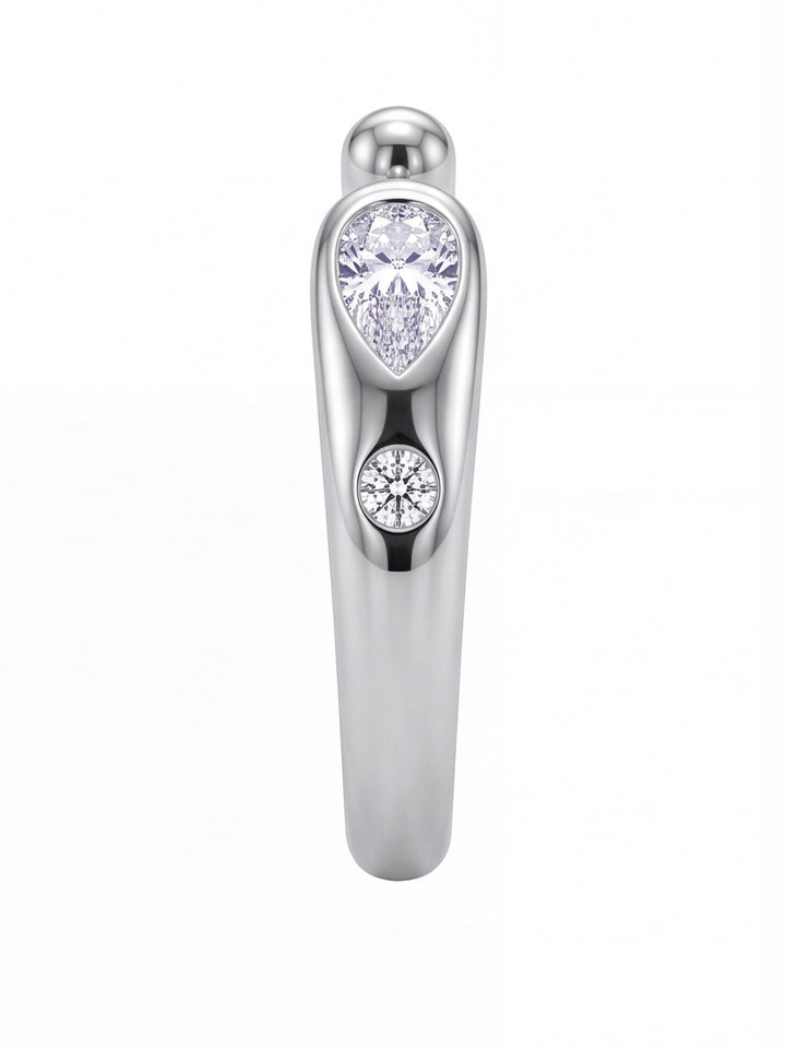 Anillo Plateado Abierto Con Zirconia Gota