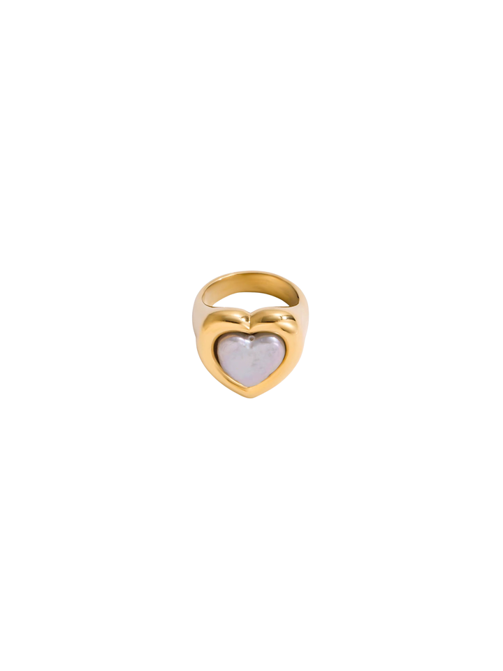 Anillo Chunky Perla Corazon