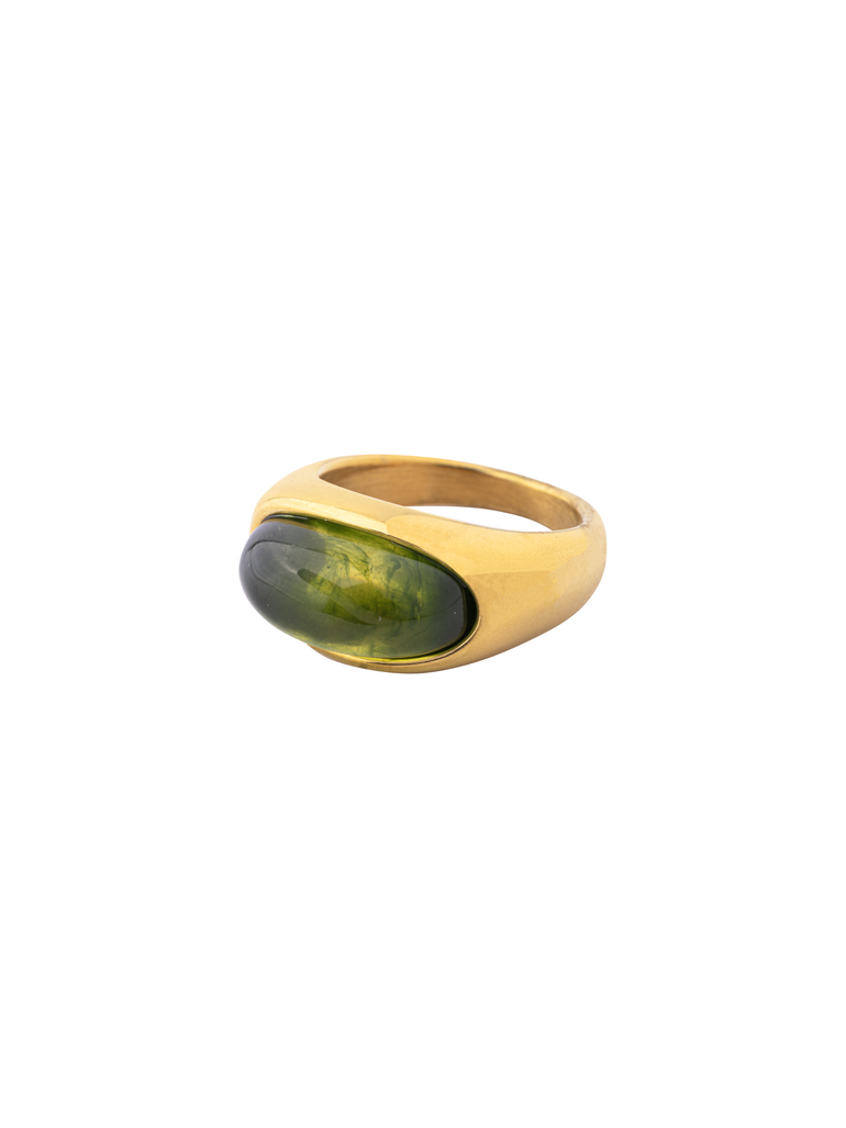 Anillo Con Centro Resina Horizontal